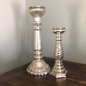 Distressed Silver Candle Holders